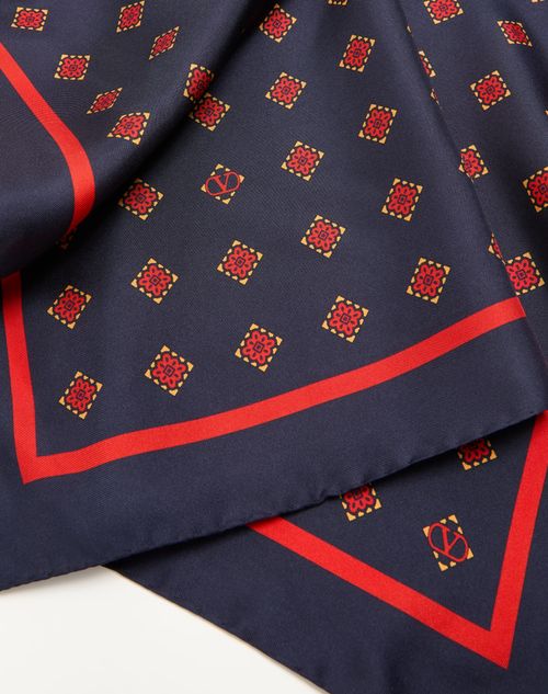 Valentino Garavani - Opticool Silk Scarf - Navy/ Red - Man - Soft Accessories